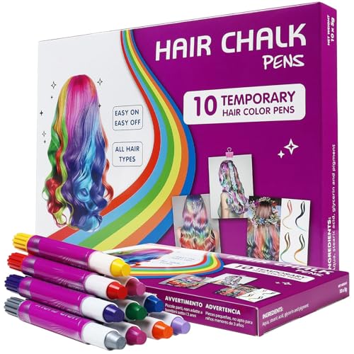 image for afmicat Girl Gifts Hair Wax, 10 Pcs Hair Color Stick for Kids, Non-Tox