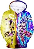 PANOZON Herren 3D Kakarotto Pullover mit Boo Saiyajin Kakarotto Druck Super Son Goku Hoodie(WK0624, 2XL)