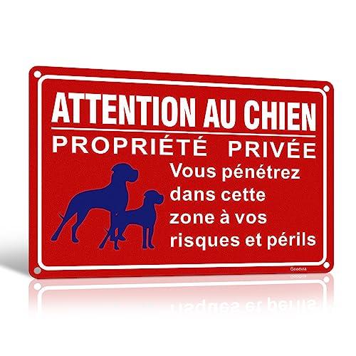 Goodvia Panneau Attention aux Chiens Propriété Privée 30x20cm Aluminium Réfléchissant...