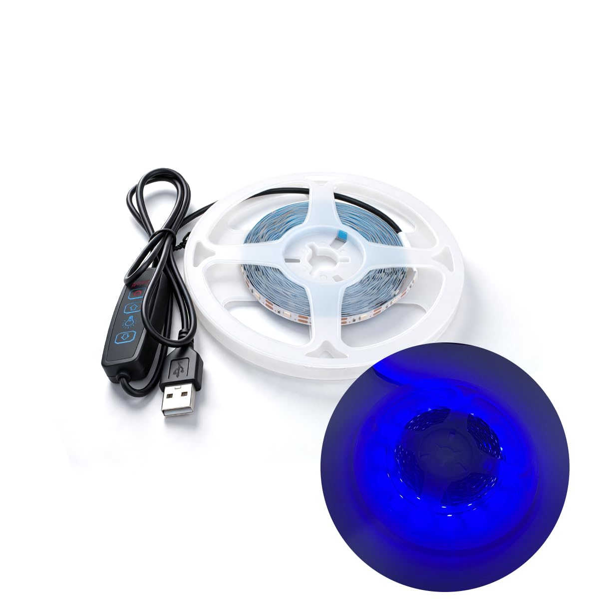 Innfeeltech 5M SMD LED Light Strip, 5mm Width 5V Blue 60LEDs/m Light Strip, USB Connector
