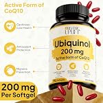 Ubiquinol 200mg – Forme active CoQ10 Coenzyme Q10 Supplément – Soutient la santé cardiovasculaire, la prévention de la migraine & Défense antioxydante – 90 Des softgels (3-Month Approvisionnement) – NPN 80148982