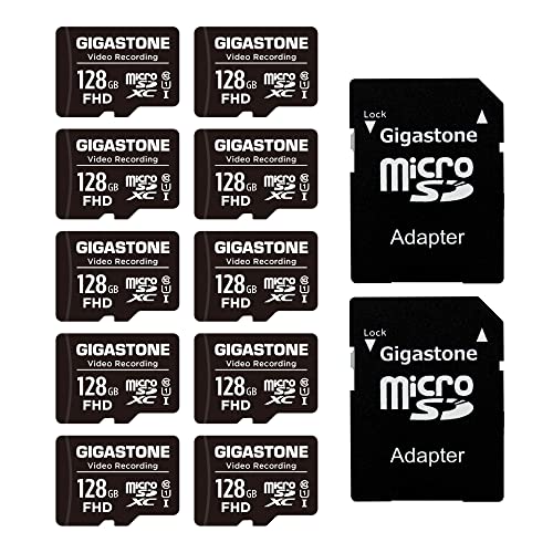 Gigastone 128Gb 10-Pack Micro Sd Card, 4K Video Pro, Gopro, Surveillance, Security Camera, Action Camera, Drone, 85Mb/S Micosdxc Memory Card Uhs-I Class 10, With Adapter #TOP16
