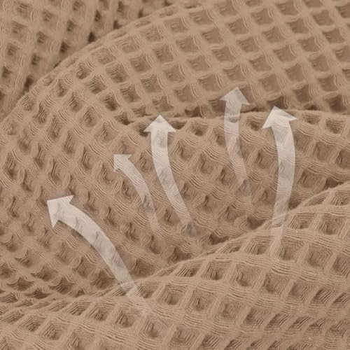 Jacquotha Waffle Bath Towels 2-Piece (Tan) - Cotton, Soft, Lightweight, 31” x 62” Large Bath Towel for Bathroom, Shower, Spa, Beach