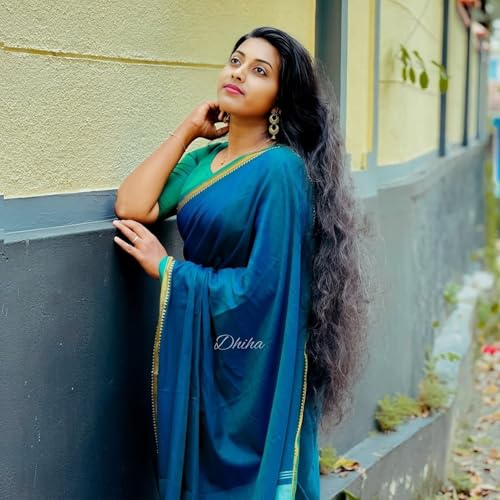 Image of Narayanpet Pure Cotton Avani Border Saree for Women with Running Blouse | Tassels | Traditional Woven Solid Design | Handloom Weave