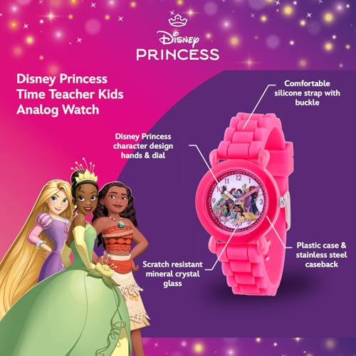 DISNEY Princess Watch for Girls, Age 4-7, Toddler Princess Watch, Kids Pink Silicone Strap, Pink Case, White Dial - Perfect Watches for Young Girls, Ideal Gift Little Princesses!2