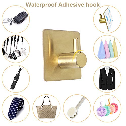 Tocten 5 Pcs Bathroom Hardware Set Sus304 Stainless Steel-Towel Rack Set Include Lengthen Hand Towel Bar+Toilet Paper Holder+3 Robe Towel Hooks Bathroom Accessories Towel Bar Set (Brushed Gold, 16In) #TOP4