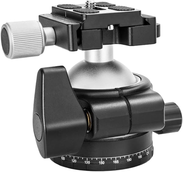 Zunate Głowica Kulowa H46, Głowica Statywu ze Stopu Aluminium 46 Mm z 3 Pokrętłami Blokującymi i obrotową podstawą o Nośności 12 Kg do Lustrzanek Cyfrowych i Fotografii Panoramicz