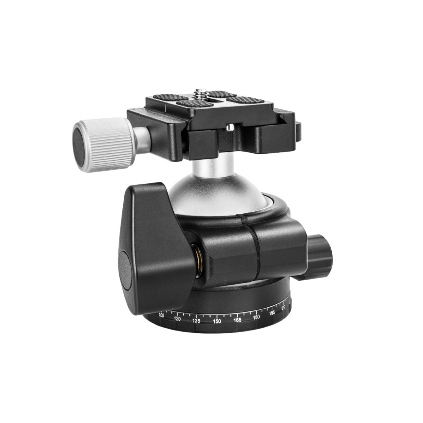 Zunate Testa a Sfera H46, Testa per Treppiede in Lega di Alluminio da 46 Mm con 3 Manopole di Bloccaggio e Base Girevole con capacità di Carico di 12 Kg per Fotocamera DSLR e Foto