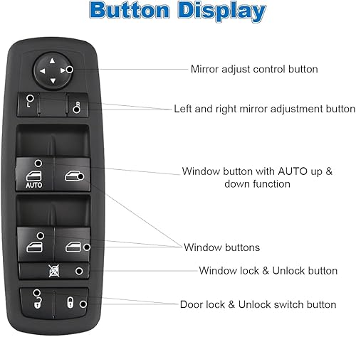 Miniatura 2 de WMPHE Master - Interruptor eléctrico de ventana compatible con Dodge Journey 2.4L L4 y 3.6L V6-2011 2012 2013 2014 2015 2016, lado del conductor 8 +