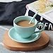 Coffee Mugs Teacups and Saucer Set with Spoon Porcelain Celadon Drinkware (Sky Blue03)