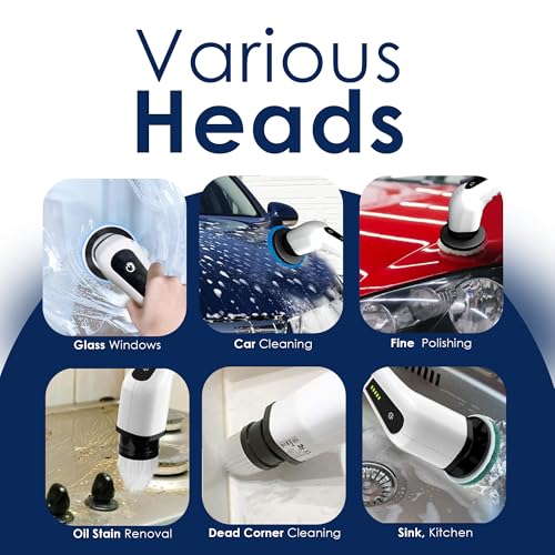 Image of DOSCHAMOSENMS Electric Spin Scrubber - 7 in-1 Waterproof Scrub Brushes for Floor Cleaning 2 Speeds Cordless Shower Scrubber with Long Handle