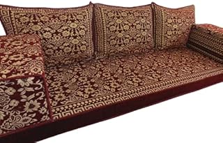 mysticalanatolia Arabic Majlis Sofa – 75 x 27 x 4 in Velvet Floor Seatin...
