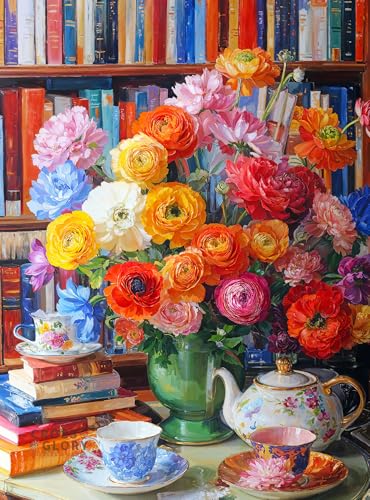 Cross & Glory - Ranunculus Rendezvous - 1000 Piece Jigsaw Puzzle for Adults | Colorful Floral Puzzle for Puzzle Lovers and Art Enthusiasts
