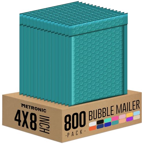 Image of Metronic Bubble Mailers 800 Pack 4x8 Inch Padded Envelopes Forest Green