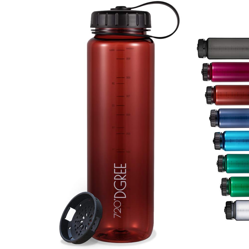 720°DGREE “simplBottle“ | Leakproof Water Bottle 1litre, 1l, 1000ml | Sport Bottles - BPA Free - Tritan Plastic | Fruit Infuser Sieve | Perfect for Kids, School, Gym, Bike, Running, Outdoor