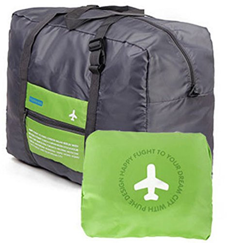 Versión coreana de la bolsa de viaje paquete de admisión plegable de gran capacidad portátil acuático maleta de nylon de múltiples funciones (verde)