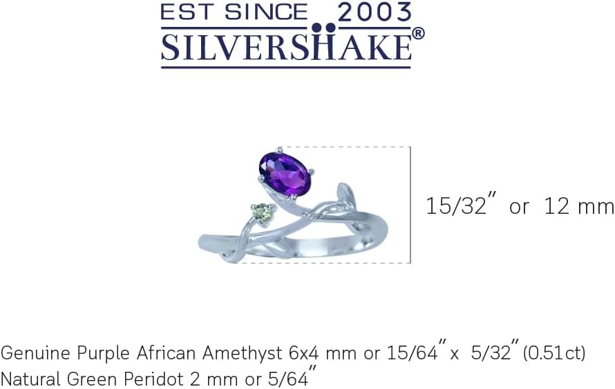 Silvershake Petite Genuine Gemstones White Gold Plated 925 Sterling Silver Vine Leaf Ring Jewelry for Women - Image 2