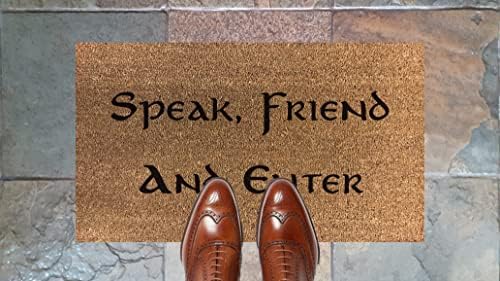 Stenciled – Felpudo (70 x 40 cm), diseño con texto «Speak Friend and Enter From Lord Of The Rings Stenciled – Felpudo (70 x 40 cm), diseño con texto «Speak Friend and Enter From Lord Of The Rings
