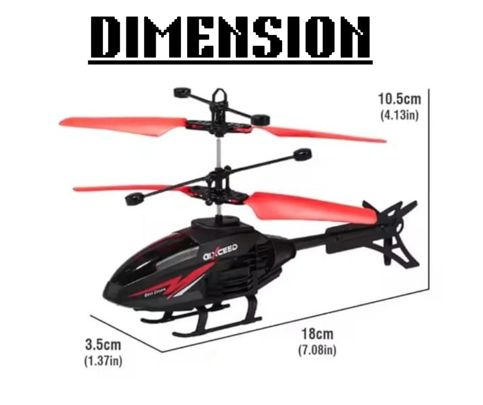 Image of Flying RC Helicopter Toy for Kids - Hand Induction & Gravity Sensor - Rechargeable with Remote Control - Indoor & Outdoor Use - Multicolor (Ages 4+)