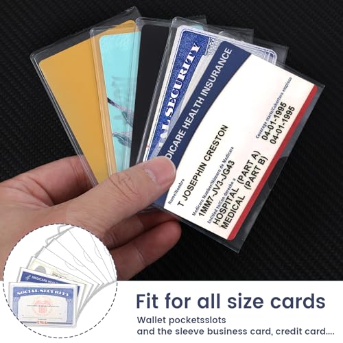 10 Pack Social Security Card Holder Medicare Card Protector Sleeve Clear PVC Sleeves Waterproof Plastic Credit Card Sleeves Cover for Credit Business Id Debit Cards3