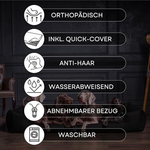 tierlando® Orthopädisches Hundebett Goofy für große Hunde XL bis XXXL mit waschbarerem Polyester-Bezug, ideal bei Gelenkproblemen Größe: 110x90cm | Farbe: 02 Graphit