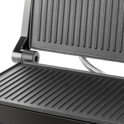 Taurus Crispy & Co - Elektrischer Fleischgrill 1000 W, 180 ° Öffnung, Antihaftbeschichtung, Oberfläche 14,5 x 23 cm, vertikales Fach, Kabelfach, PFOA-frei Schwarz – Bild 4
