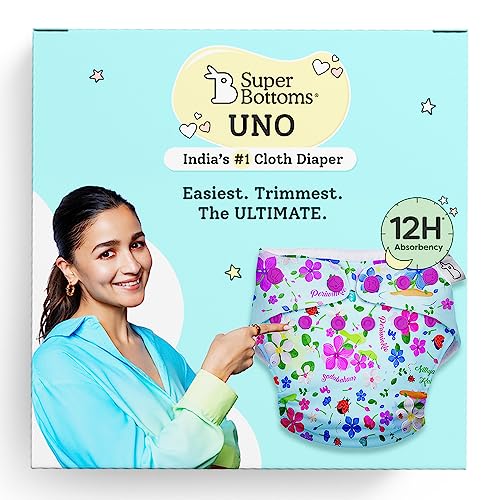 Image of SuperBottoms Newborn UNO Cloth Diaper - Reusable and Washable Cloth Diaper for newborn babies from 0-3 months (0-7 kg) | Softest and Safest Newborn Baby Cloth Diapers with Dry feel Magic Pad - Periwinkle