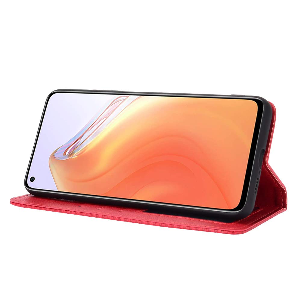 Handyhülle Für Xiaomi Mi 10T Pro – Klapphülle Mit Kartenfach, Magnetverschluss, Standfunktion, Lederoptik, Rot