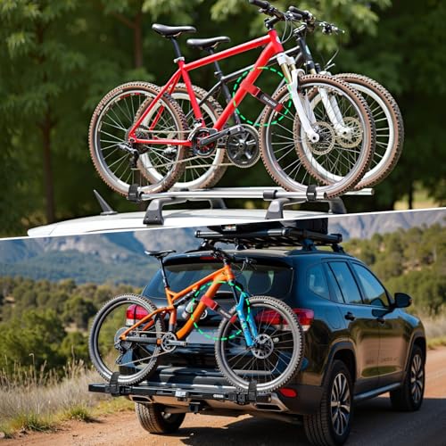 Fahrradträgergurte,2er-Pack Trilancer Verstellbare Fahrrad-Stabilisator-Gurte, Spanngurte mit Haken, Schlaufe & Anti-Rutsch-Beschichtung für Auto- & Wandhalterung,Transport & Aufbewahrung (75 × 3,8cm)