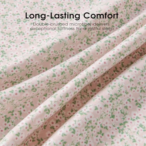 Image of FreshCulture Floral Bed Sheets - Ultra Soft Full Size Bed Sheets - Brushed Microfiber Pink Floral Sheets - Deep Pockets - Easy Care - Hotel Luxury 4 Piece Flower Printed Sheets Full, Calico