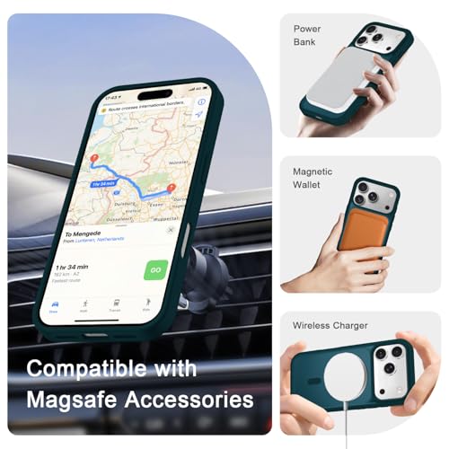 Image of YENAPOON for iPhone 17 Pro Max Case, Matte Magnetic Phone Cover [with 1 Screen Protector] [Support for MagSafe] [Shockproof Military Grade Protection] Translucent Frosted Back, Blue