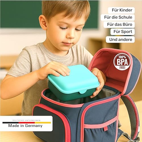 MEBY 2er Set Brotdose – Lunchbox für Kinder & Erwachsene – BPA-frei, spülmaschinenfest, mikrowellengeeignet – Robuste Snackbox/Frühstücksbox mit austauschbarem Deckel. Made in Germany (Blau & Grau)