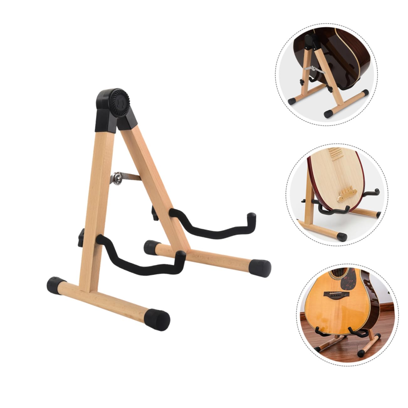 YARNOW Supporto per Chitarra da Terra Pieghevole in Legno Marrone | Telaio Stabile, per Bassi e Chitarre Acustiche, in Abs e Ferro, per Musicisti