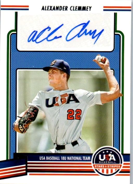 Alexander Clemmey 18U National Team Autographed Collectible Baseball Card - 2023 Panini USA Baseball Stars & Stripes Baseball Card #18U-AC (Guardians)