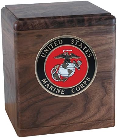Wood Cremation Urn - Walnut Freedom Military (Navy)