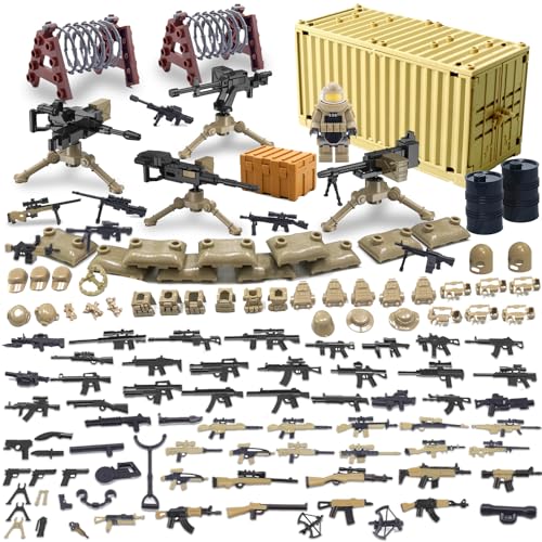 Felicify Lot de 129 jouets d'armes soldats WW2 - Figurines militaires - Jouets en brique de construction pour enfants