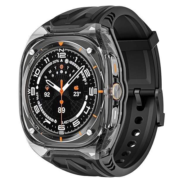 AJM New Upgrade Modification Kit Case Compatible with for Samsung Galaxy Watch Ultra 47mm Luxury Transparent Mod Kit Fluororubber Strap Band-image-20