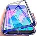 Produktbild HongMan Hülle Magnetic Adsorption Handyhülle für Oppo A52 / A72 / A92, Einteiliges 360 Grad Komplettschutz Metall Bumper, Gehärtetes Glas Schutzhülle Panzerglas Folie Durchsichtige Case Cover, Blau