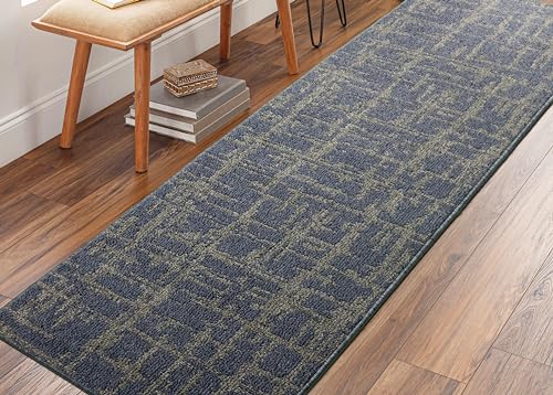 Hallway Runner Rug Abstract Blue Design