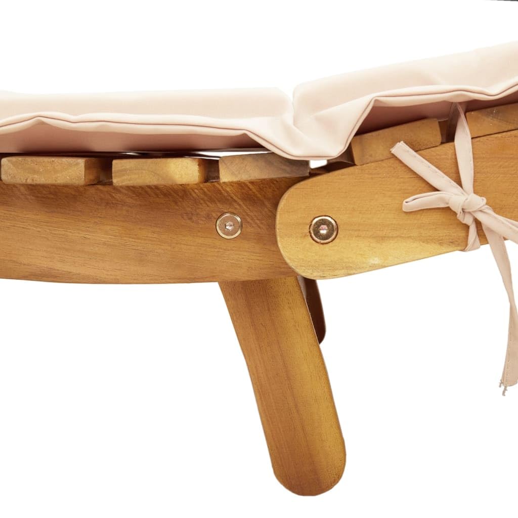 vidaXL Lettino Prendisole con Cuscino Beige in Legno Massello di Pino, lettino, lettino da giardino, arredo da giardino, lettino da esterno