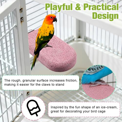 Image of 4 Pack Bird Beak Grinding Stone, Pumice Lava Ledge for Birds, Chinchillas, Hamsters, Parrots, Bird Perch Stand Climbing Ledge, Teeth & Beak Grinding Block(Long)
