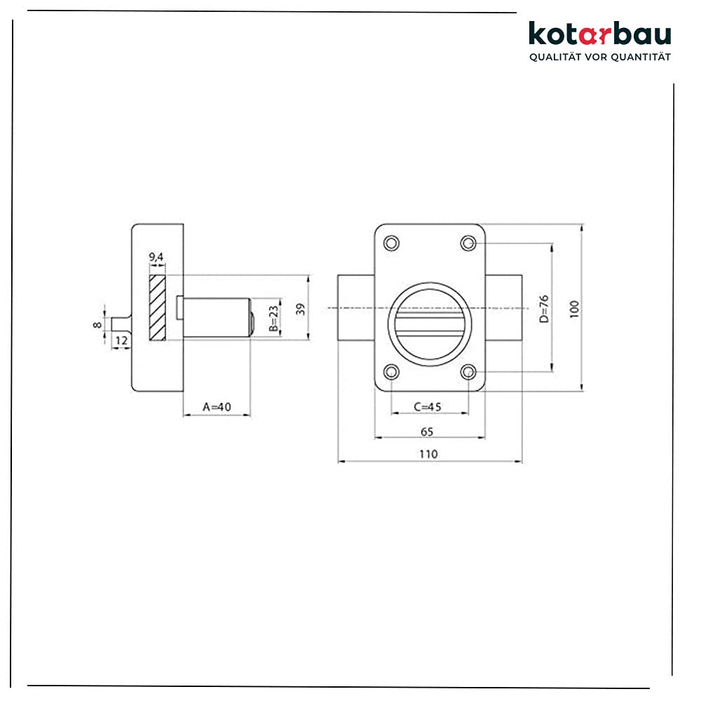 KOTARBAU® Aufschraubschloss 110 mm Kastenschloss Zustazschloss Türschloss Profilzylidner Türzusatzschloss Schloss Garagenschloss Torschloss Braun Top