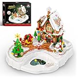 2025 Christmas Gingerbread House Building Set with Magnetic Interactive Base, 656PCS Holiday Village Building Block with Music Toy, Movable Santa, Xmas Tree,Sleigh, Gifts for Adults Kids Girls Boys 6+