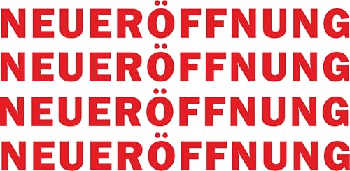4x Aufkleber NEUERÖFFNUNG | wetterfest & UV-beständig | 100 cm x 11 cm | Fensteraufkleber für Schaufenster, Türen, Fahrzeuge, Werbeflächen | rote Schrift | inklusive Übertragungsfolie