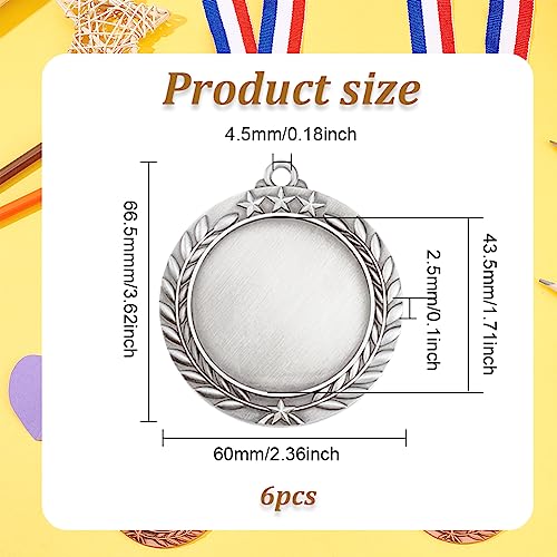 FINGERINSPIRE 6pcs Blank Award Medals 43.5mm Silver Medals Group Flat Round Silver Medals Award Gift Make Your Own Medals Alloy Medals Pendant Cabochons Settings for Competitions Sports Meeting - Image 2