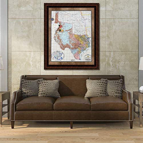 Antique And Historic Art - 1845 Republic Of Texas Map -T - 30X36" #TOP3