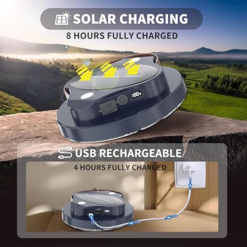 Image of LETOUR Camping Lantern Rechargeable 2000LM Camping Lights for Tent 5200mAh Solar Ultra Bright LED with 4 Modes & Magnetic IPX5 Waterproof Lantern for Power Outages, Hiking, Emergency
