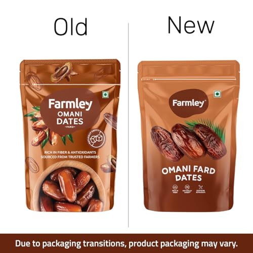 Image of Farmley Omani Fard Dates /Khajur, 500 g | Healthy Snacks, Rich in Fibre, Naturally Sweet, Naturally Low-Fat Food