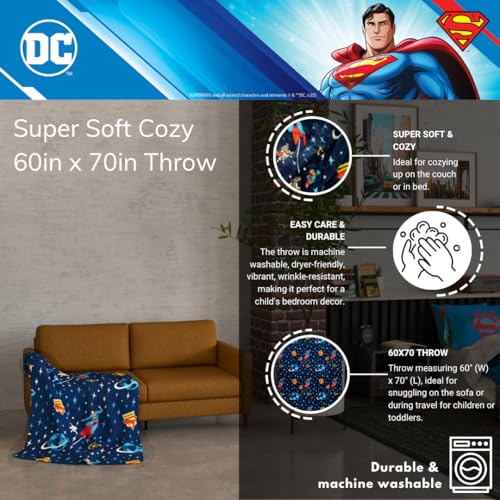 Image of Franco Collectibles Superman DC Comics Krypto Dog Bedding Super Soft Cozy Plush Throw, 60 in x 70 in, (Officially Licensed Product)