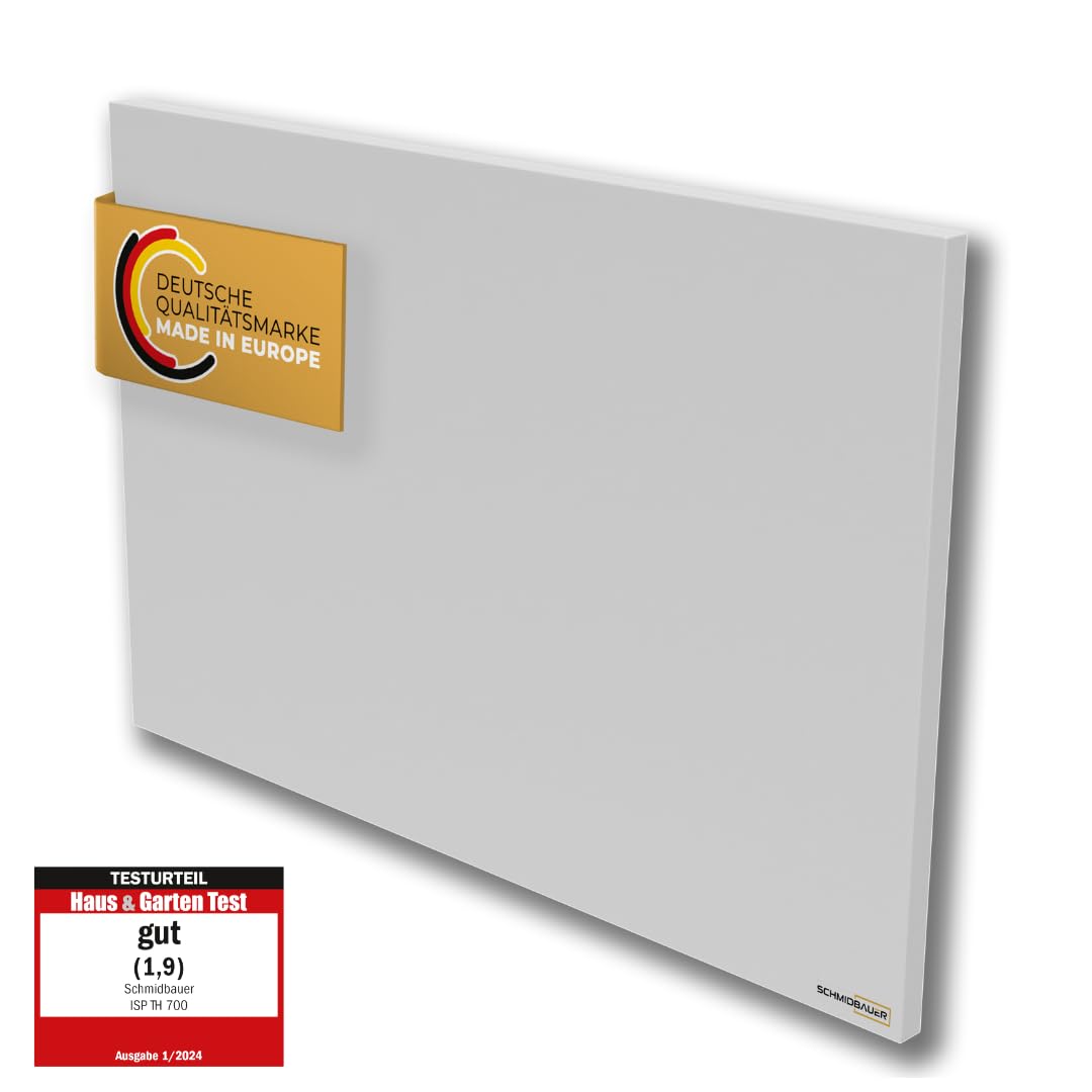 SCHMIDBAUER® Calefacción por infrarrojos Concept de 700 W, incluye accesorios de montaje, soporte de pared o techo Easy Click, protección contra sobrecalentamiento, soldado sin marco, recubierto de